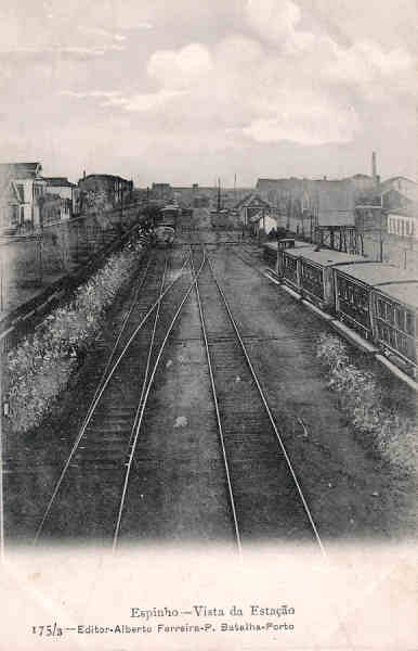 N� 175/3 - Portugal. Espinho. Vista da Esta��o - Editor Alberto Ferreira, Pr. da Batalha, Porto (1910) - Dim. 14x9 cm. - Col. M. Chaby