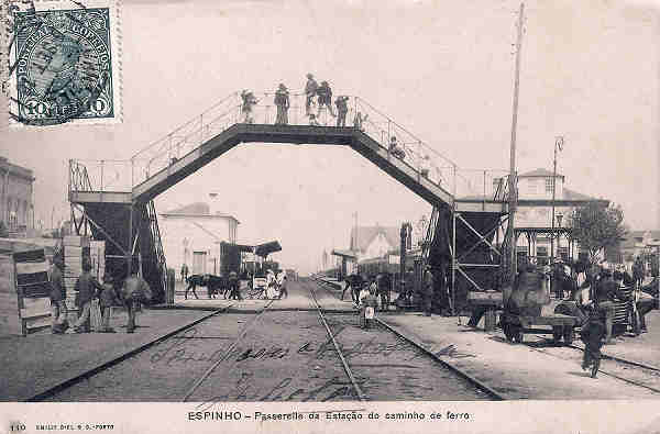 N 110 - Portugal. Espinho. Passerele da Esta��o do Caminho de Ferro - Editor Emilio Bie - Dim. 14x9 cm. - Col. M. Chaby