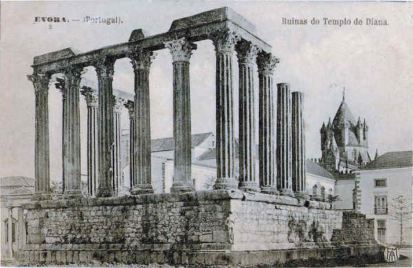 N� 2 - Ruinas do Templo Diana - 2015-Edi��o F. A. Martins, Lisboa - Carimbo postal 04DEZ1909 - Dim. 136x88 mm - Col. A. Monge da Silva (cerca de 1909)