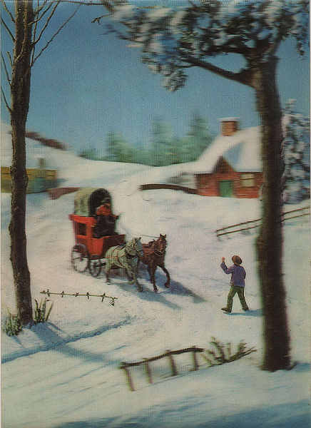 KD 1110 - Postkutsche im Winter [1]. Studio AG, 3D Z�rich. - Dim. 14,4x10,5 cm - Col. M�rio F. Silva (1972)