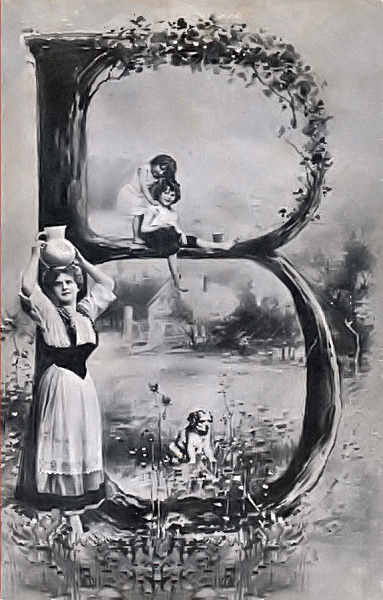 SN - Letra B - Edi��o an�nima - Desenho P Mar� Gr - Dim. 12,9x8,1 cm - Col. Am�lcar Monge da Silva (cerca de 1900)