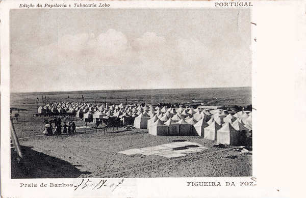 S/N - Praia de Banhos (2) - Edi��o da Papelaria e Tabacaria Lobo - Carimbo Postal 24SET1907 - Dim. 139x90 mm - Col. A. Monge da Silva (cerca de 1905)