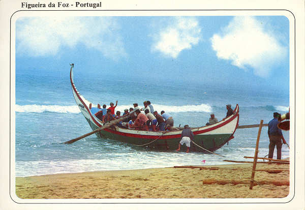 N.� 1987 - FIGUEIRA DA FOZ. Portugal - Pescadores da Leiroza - Ed. �ncora - SD - Circulado em 8-9-1988 - Dim. 149x104 mm - Col. �nio Semedo