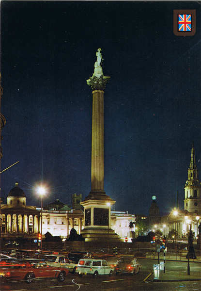 N.� 39 - LONDON. Nelson's Column and Trafalgar Square by night - Ed. FISA-Great Britain-LONDON Golden Shield Palaudarias, 26 Barcelona - Printed in Spain - SD - Dim. 10,3x14,8 cm - Col. Manuel B�ia (1986)