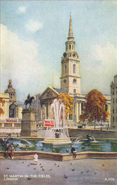 A1106 - London, St. Martins-in-the-Fields - Reedi��o de Valentine & Suns em 1951 - Dim. 13,9x8,8 cm - Col. Am�lcar Monge da Silva (cerca de 1925)