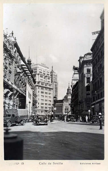 N� 15 - Madrid - Rua de Sevilha - Edi��es Arribas - Dim. 13,9x8,9 cm - Col. Am�lcar Monge da Silva