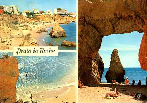 N.� 095 - ALGARVE-PORTUGAL Praia da Rocha, Algarve - Edi��o F. J. & VAHRMEYER, Apartado 97, PORTIM�O - S/D - Dimens�es: 14,7x10,3 cm. - Col. HJCO (Circulado em 1970)