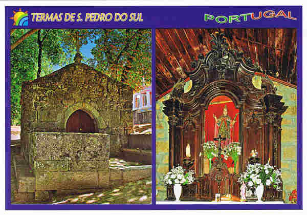 N.� 16 - TERMAS DE S. PEDRO DO SUL  Capela de S. Martinho. Altar-mor  Regi�o de Laf�es PORTUGAL - Ed. ATLANTICPOST Fotografia Paisag�stica e Distribui��o de Artigos de Papelaria, Lda. - Tel. +351 214 342 080 Exclusivo de: A Tamanquinha Tel. 232 712 471 - 2006 Dim. 15x10,5 cm. - Col. Manuel B�ia (2010).