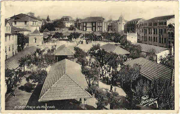 SN - Viseu-Pra�a do Mercado - Edi��o da Tabacaria Costa-Papelaria - Clich� Foto Beleza, Porto - SD -  Made in Germany - Dim. 9x14 cm. - Col. Jaime da Silva (Circulado em 1946)