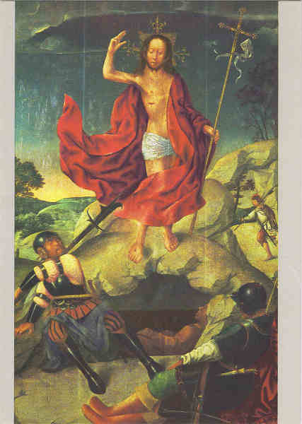 SN - Museu de Gr�o Vasco, Viseu - Portugal RESSURREI��O, (1500-1506) Mestre do Ret�bulo da Capela-Mor da S� de - Viseu �leo s. Madeira, 131 x 81 cm - Ed. INSTITUTO PORTUGU�S DO PATRIM�NIO CULTURAL foto: Delfim Ferreira impress�o: Edarte, Porto - SD - Dim. 10,5x 14,7 cm - Col. F�tima B�ia (2010).