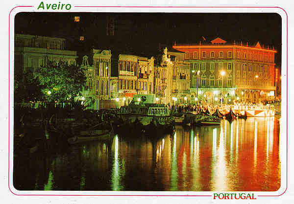 N.� 63 - AVEIRO Vista nocturna do canal central da Ria - Ed. �ncora - SD - Dim. 15x10,5 cm - Col. M�rio Silva.