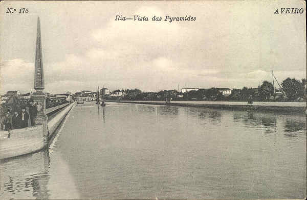 N� 0175 - Aveiro - Ria-Vista das Pyramides - Edi�ao de Alberto Malva, Rua de S. Juliao, 41-Lisboa - SD - Dim. 13,7x8,8 cm. - Col. Paulo Neves.