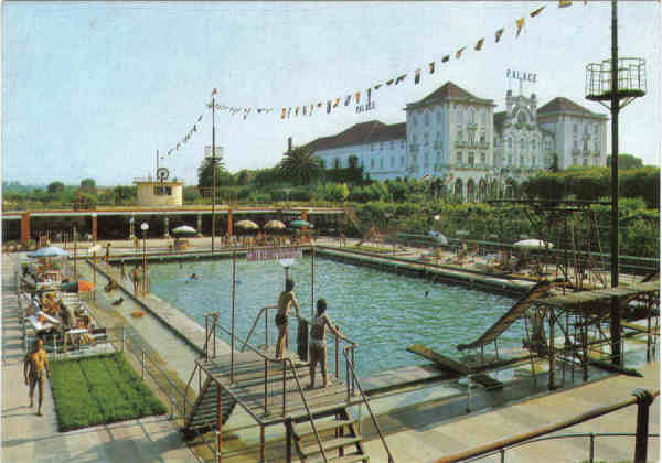 N� 2744-CURIA-Piscina e Palace Hotel-Ed SUPERCOR-14,8x10,4cm-Colec A SIMOES 1065-1.