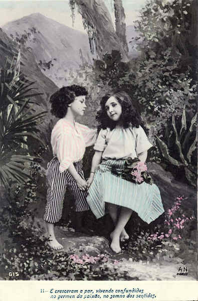 Serie 615-II - Baseada no drama de Paulo e Virginia - Editor Esteves & C�, Lisboa - Imp A N, Paris - Dim. 13,6x9 cm - Col. Am�lcar Monge da Silva (cerca de 1910)