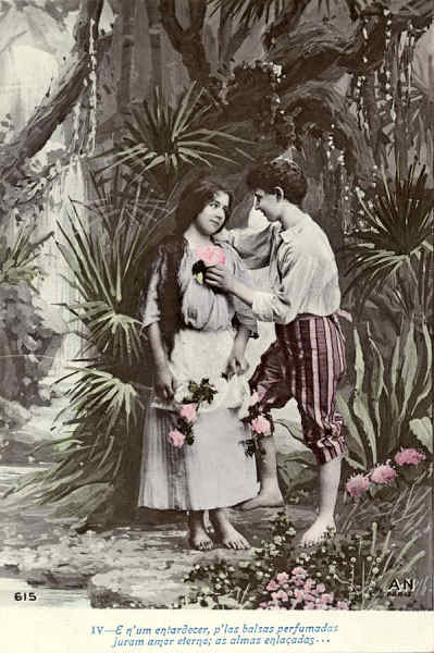 Serie 615-IV - Baseada no drama de Paulo e Virginia - Editor Esteves & C�, Lisboa - Imp A N, Paris - Dim. 13,6x9 cm - Col. Am�lcar Monge da Silva (cerca de 1910)