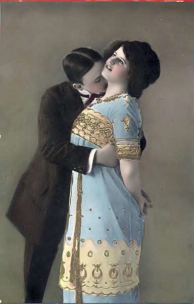 S�rie 3255 - Postal com dourado em relevo - Edi��o an�nima, K V I B 12 - Dim. 13,6x8,8 cm - Col. Am�lcar Monge da Silva (cerca de 1910)