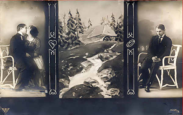 S�rie 34169/2 - Postal simulando um tr�ptico - Editor Berlin Neuroder Kunstandstelren - Dim. 13,8x8,8 cm - Col. Am�lcar Monge da Silva (cerca de 1910)