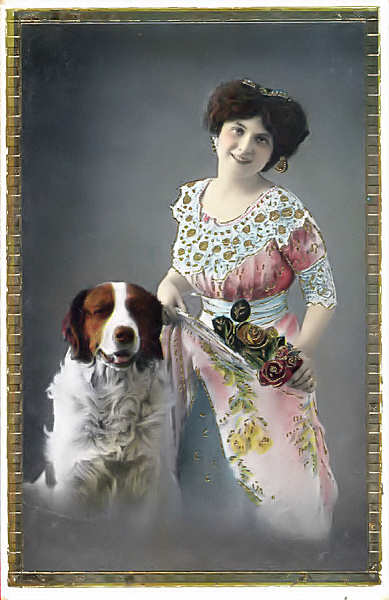 S�rie 2855-1 Postal com moldura e flores em relevo - Edi��o an�nima, K V I B 12 - Dim. 13,9x9 cm - Col. Am�lcar Monge da Silva (cerca de 1910)