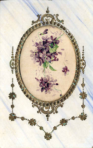 SN - Quadro de flores sobre postal em relevo - Editor SA i B, Alemanha - Dim. 14x8,9 cm - Col. Am�lcar Monge da Silva (c. 1930 )