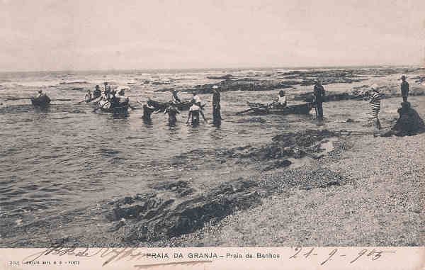 N� 204 - Portugal. Granja (Vila Nova de Gaia). Praia de Banhos - Editor Emilio Biel - Dim. 14x9 cm. - Col. M. Chaby