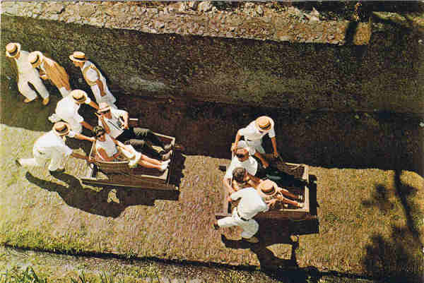 N.� 11 - FUNCHAL (Madeira)  Carro de Monte - Ed. PERESTRELLOS-PHOTOGRAPHOS Impresso da Noruega - SD - Dim. 4,8x10,4 cm - Col. Manuel e F�tima B�ia (1975).