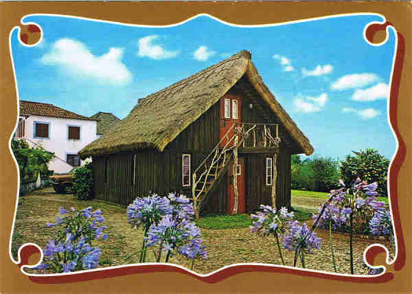 N.� 259 - MADEIRA Casa t�pica de Santana - Ed. G�tica REPRESENTANTE NA - MADEIRA-CARV�O, MARTINS & SILVA, LDA, RUA DIREITA, 21 - FUNCHAL (FABRICADO EM IT�LIA) POSTAIS S�RIE LUXO-OURO - SD - Dim. 14,7x10,4 cm - Col. Manuel e F�tima B�ia (1975).