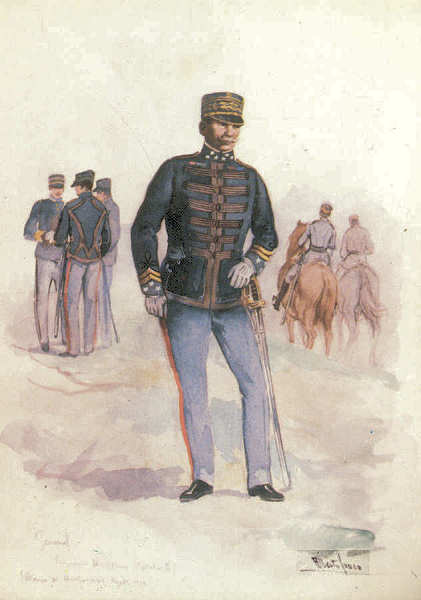 N� 10 - General (Pequeno uniforme) Tabela B; Plano de Uniformes 1911 - Edi��o Museu Militar, 1989 - Dim. 14,8x10,4 cm -  Aguarela de Alberto de Sousa - Col. Am�lcar Monge da Silva