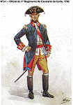 N� 3-1 - Oficial do 1� Regimento de Cavalaria da Corte, 1762 - Aguarela do Cor. Ribeiro Artur - Edi��o Jornal do Ex�rcito, 1983 - Dim. 15x10,5 cm - Col. A. Monge da Silva.