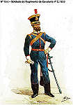 N� 18-2 - Soldado do Regimento de Cavalaria n� 2, 1833 - Aguarela do Cor. Ribeiro Artur - Edi��o Jornal do Ex�rcito, 1983 - Dim. 15x10,5 cm - Col. A. Monge da Silva.