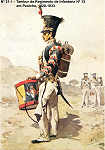 N� 21-3 - Tambor do Regimento de Infantaria n� 13 em Peniche, 1820/33 - Aguarela do Cor. Ribeiro Artur - Edi��o Jornal do Ex�rcito, 1983 - Dim. 15x10,5 cm - Col. A. Monge da Silva.