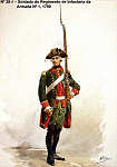 N� 28-4 - Soldado do Regimento de Infantaria da Armada n� 1, 1790 - Aguarela do Cor. Ribeiro Artur - Edi��o Jornal do Ex�rcito, 1983 - Dim. 15x10,5 cm - Col. A. Monge da Silva.