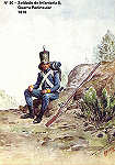 N� 50 - Soldado de Infantaria 8, Guerra Peninsular, 1810 - Aguarela do Cor. Ribeiro Artur - Edi��o Jornal do Ex�rcito S/D (1983?) - Dim. 15x10,5 cm - Col. A. Monge da Silva
