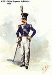 N� 54 - Oficial Superior de Mil�cias, 1833 - Aguarela do Cor. Ribeiro Artur - Edi��o Jornal do Ex�rcito S/D (1983?) - Dim. 15x10,5 cm - Col. A. Monge da Silva
