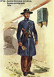 N� 66 - Guarda Municipal de Lisboa , 1834, Guarda de infantaria - Aguarela do Cor. Ribeiro Artur - Edi��o Jornal do Ex�rcito S/D (1983?) - Dim. 15x10,3 cm - Col. A. Monge da Silva