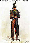 N� 83-10 - Soldado do Batalh�o Nacional de Ca�adores de Beja, 1840 - Aguarela do Cor. Ribeiro Artur - Edi��o Jornal do Ex�rcito, 1983 - Dim. 15x10,3 cm - Col. A. Monge da Silva