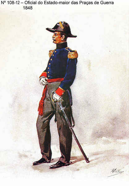 N� 108-12 - Oficial do Estado-maior das Pra�as de Guerra, 1848 - Aguarela do Cor. Ribeiro Artur - Edi��o Jornal do Ex�rcito, 1983 - Dim. 15x10,3 cm - Col. A. Monge da Silva