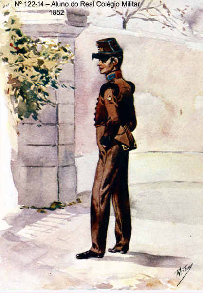 N� 122-14 - Aluno do Real Col�gio Militar, 1852 - Aguarela do Cor. Ribeiro Artur - Edi��o Jornal do Ex�rcito, 1985 - Dim. 15x10,3 cm- Col. A. Monge da Silva
