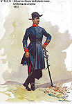 N� 123-14 - Oficial do Corpo do Estado-maior, Uniforme de inverno, 1852 - Aguarela do Cor. Ribeiro Artur - Edi��o Jornal do Ex�rcito, 1985 - Dim. 15x10,3 cm - Col. A. Monge da Silva