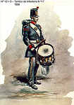N� 131-15 - Tambor de Infantaria N � 17, 1856 - Aguarela do Cor. Ribeiro Artur - Edi��o Jornal do Ex�rcito, 1985 - Dim. 15x10,3 cm - Col. A. Monge da Silva