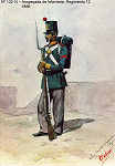 N� 132-15 - Anspe�ada de Infantaria, Regimento 12, 1856 - Aguarela do Cor. Ribeiro Artur - Edi��o Jornal do Ex�rcito, 1985 - Dim. 15x10,3 cm - Col. A. Monge da Silva