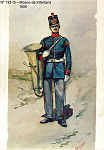 N� -15 - M�sico de Infantaria, 1856 - Aguarela do Cor. Ribeiro Artur - Edi��o Jornal do Ex�rcito, 1985 - Dim. 15x10,3 cm - Col. A. Monge da Silva
