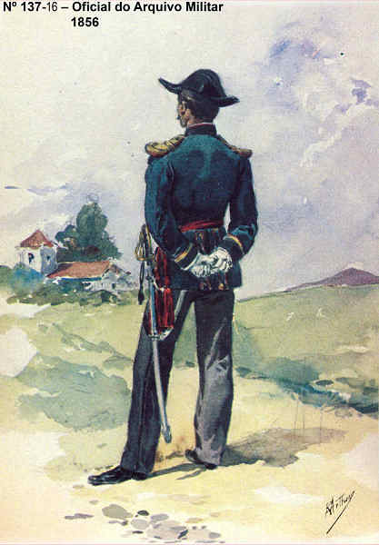 N� 137-16 - Oficial do Arquivo Militar, 1856 - Aguarela do Cor. Ribeiro Artur - Edi��o Jornal do Ex�rcito, 1985 - Dim. 15x10,3 cm - Col. A. Monge da Silva