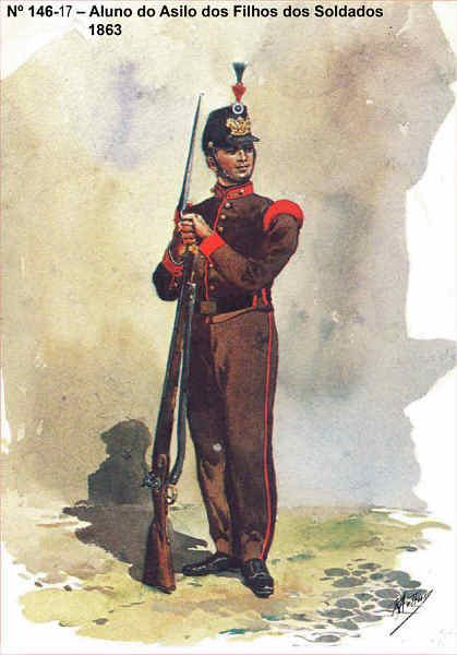 N� 146-17 - Aluno do asilo dos filhos dos Soldados, 1863 - Aguarela do Cor. Ribeiro Artur - Edi��o Jornal do Ex�rcito, 1985 - Dim. 15x10,3 cm - Col. A. Monge da Silva