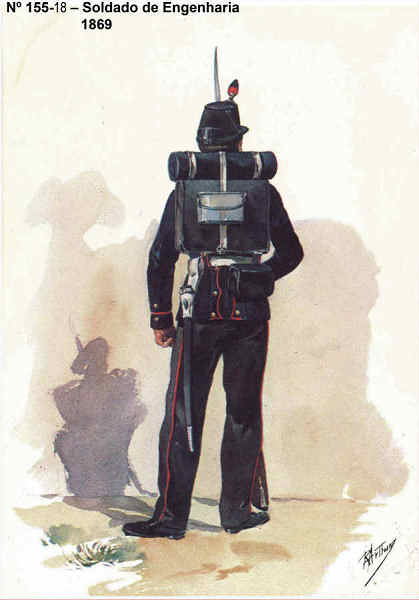 N� 155-18 - Soldado de Engenharia, 1869 - Aguarela do Cor. Ribeiro Artur - Edi��o Jornal do Ex�rcito, 1985 - Dim. 15x10,3 cm - Col. A. Monge da Silva