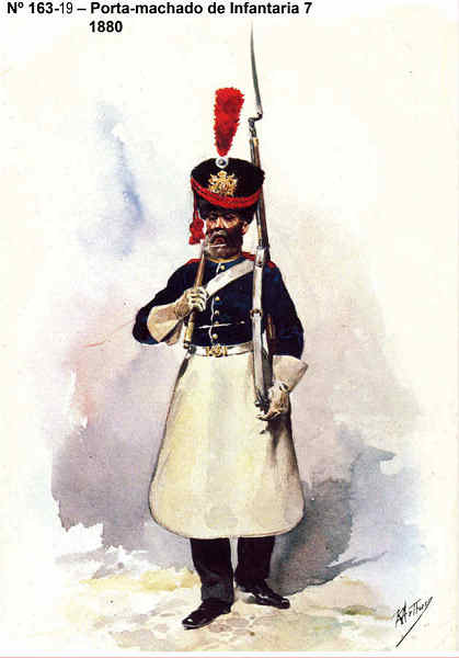 N� 163-19 - Porta-machado de Infantaria 7, 1880 - Aguarela do Cor. Ribeiro Artur - Edi��o Jornal do Ex�rcito, 1985 - Dim. 15x10,3 cm - Col. A. Monge da Silva