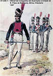 N� 240-27 - Oficial da Companhia de Guarni��o � Cidade de S. Filipe de Benguela, �frica, Infantaria, 1807 - Aguarela do Cor. Ribeiro Artur - Edi��o Jornal do Ex�rcito, 1987 - Dim. 15x10,3 cm - Col. A. Monge da Silva