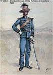 N� 245-28 - Tropas coloniais, Oficial Europeu de Infantaria, 1900 - Aguarela do Cor. Ribeiro Artur - Edi��o Jornal do Ex�rcito, 1987 - Dim. 15x10,3 cm - Col. A. Monge da Silva