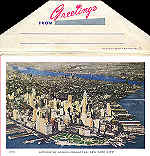P 101 - New York City; c.1950 - Air view of Lower Manhattan - Editor �The American News Co�, New York - Dim. 15,3x10,2 cm - Col. A. Monge da Silva (cerca de 1950)