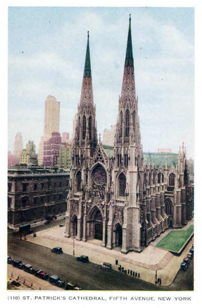 P 110 - New York City; c.1950 - St Patrick�s Cathedral - Editor �The American News Co�, New York - Dim. 15,3x10,2 cm - Col. A. Monge da Silva (cerca de 1950)