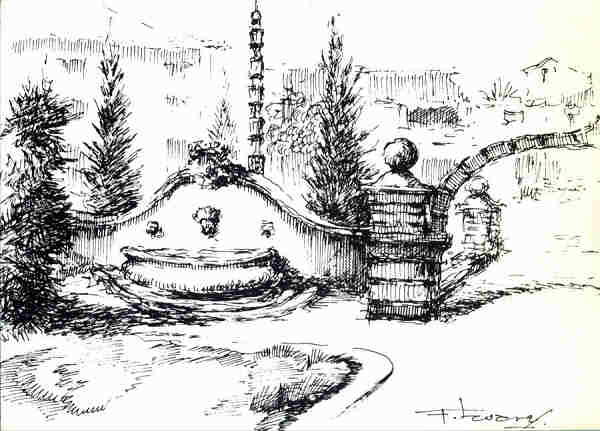 N� 8 - OEIRAS. Chafariz da Vila (s�c. XVIII). Desenhos � pena de Fernando Tavares -  - Ed. C�mara Municipal de Oeiras - 1999 - Dim. 14,8x10,5 cm. - Col. A. Monge da Silva